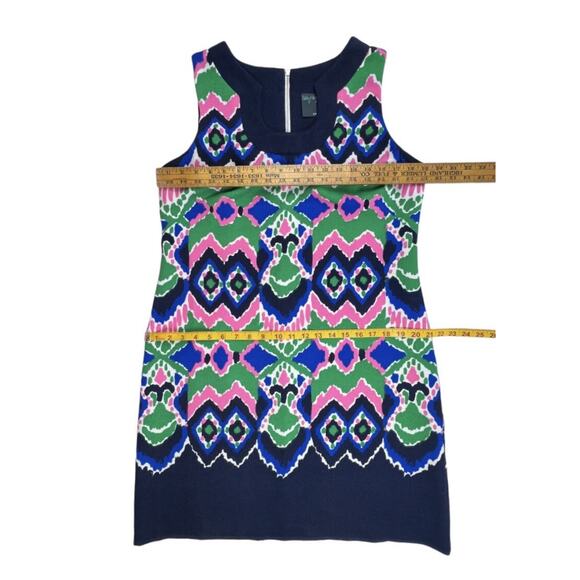 Gabby Skye Dress Womens 14 Pink Green Blue Ikat Print Shift Sleeveless - Picture 11 of 11